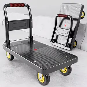 Heavy-duty Folding Hand Cart | Load Capacity: 660/800 lbs, Steel Pipe Structure, 360° Dual-Axis Rotating Casters, Lightweight and Portable, Quiet and Durable, Suitable for Outdoor, Home, Warehouse, and Multi-Purpose Transport, Stylish Black Design