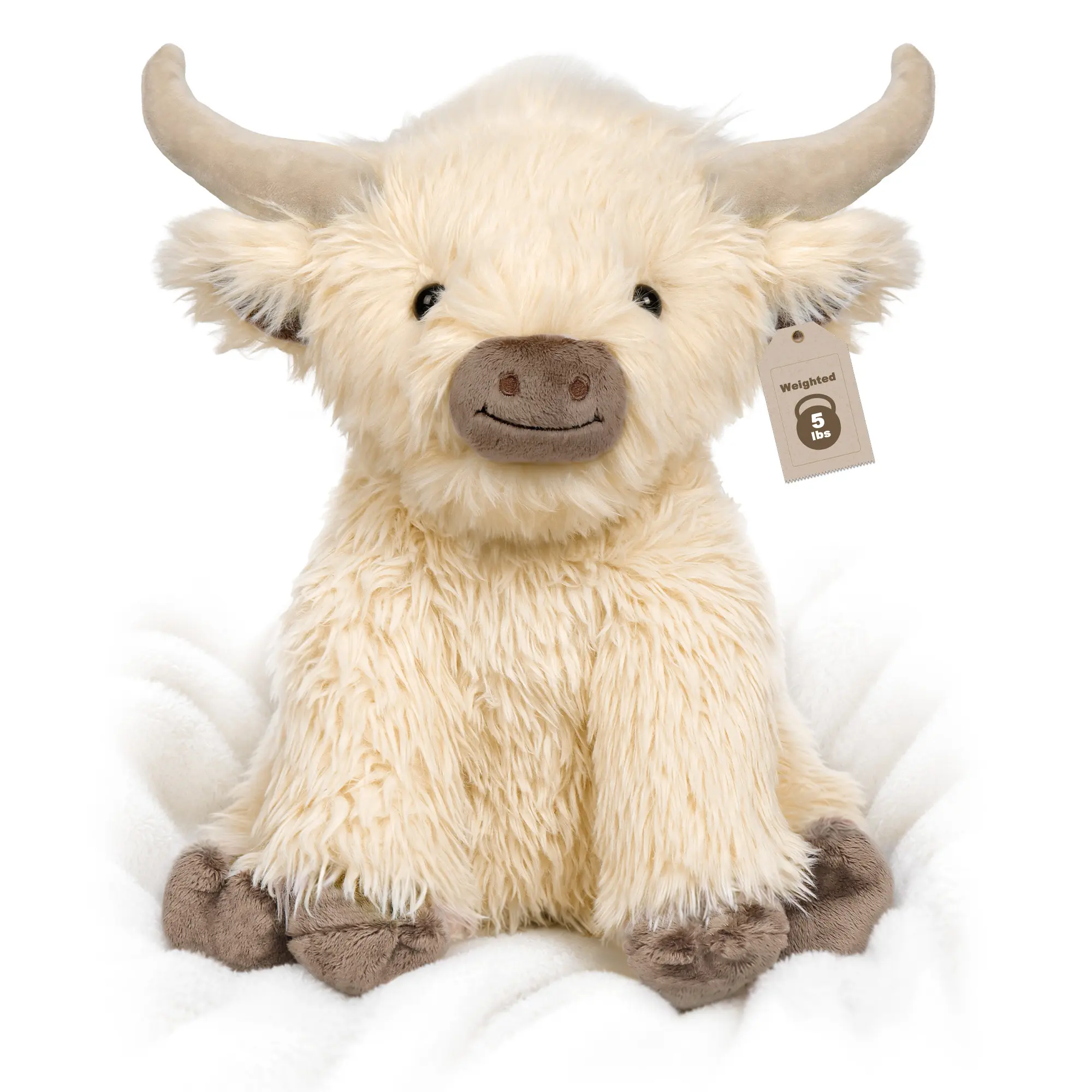 Highland Cow Weighted Stuffed Animals, 5 Ibs 16In Weighted Plush Toy for Kids Heavy Highland Cow Soft Plushies Pillow Animal Cattle Gifts for Adults