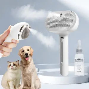 Pet Spray Hair Removal Comb, 1-piece pet hair brush, pet hair cleaning brush with shedding button, cat brush, dog brush, cat and dog beauty and massage comb, pet supplies