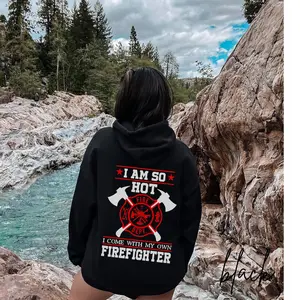 Firefighter Wife Tshirt 2 Sided, Walk The Line Hoodie, Fire Flag, Fireman Girlfriend, Fashion For All Genders, All-weather Gear, Classic Cotton