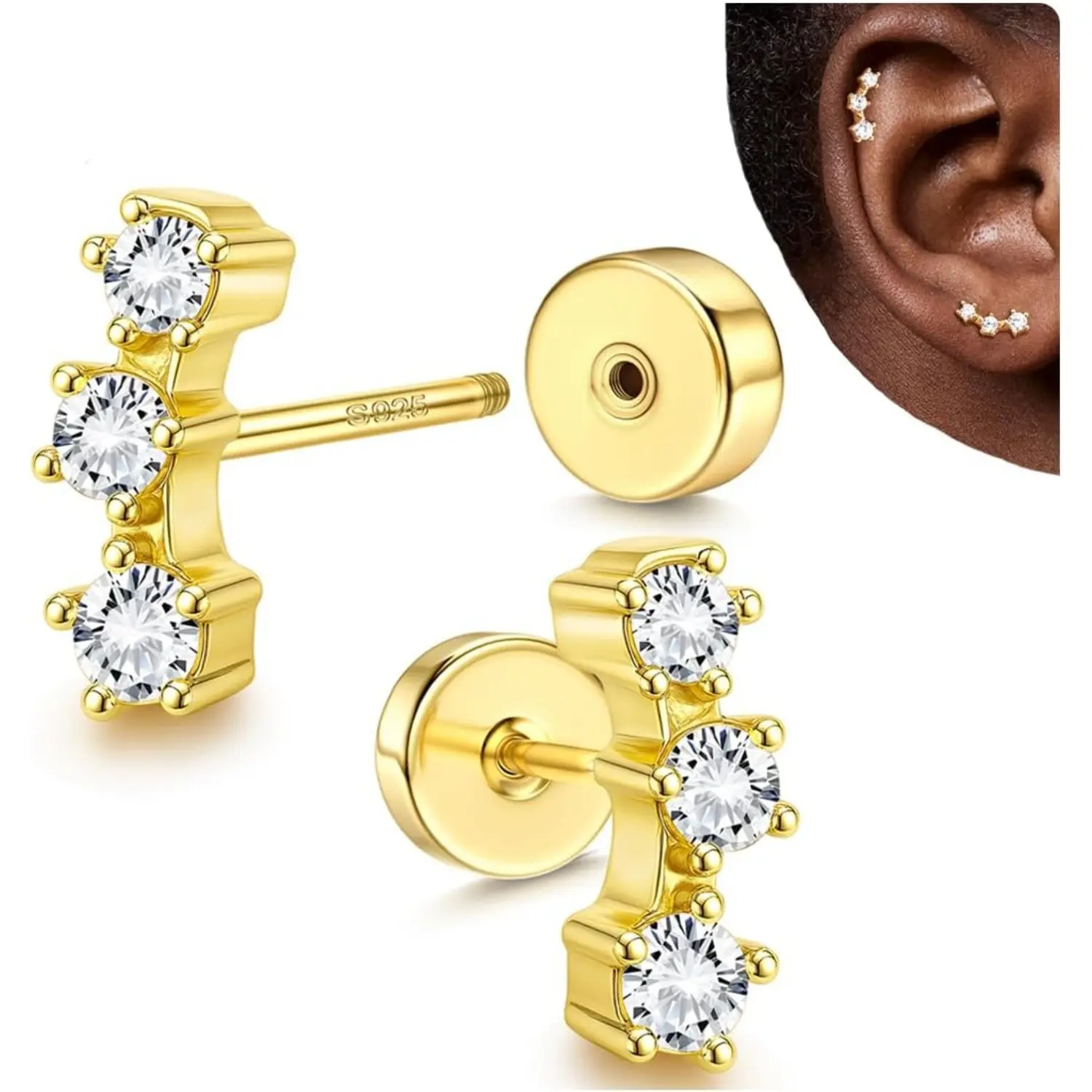 Gold-3Pcs CZ