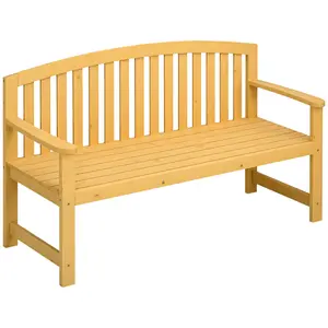 56" Outdoor Wood Bench Slatted Wood Bench For Poolside Or Balcony Prevents Water Build Up And Lets Breeze Through Rain Or Shine