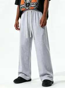 Men’s casual athletic pants, loose straight sweatpants, knit fabric, versatile for spring, summer, and autumn