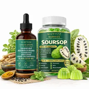 QIZFYZZ Soursop Gummies 8500mg + Herbal Drops Combo - 20-in-1 High Strength Dietary Healthcare Supplement, Gummy Vitamins & Multi-Ingredient Vitamins for Immune Support, Joint Care