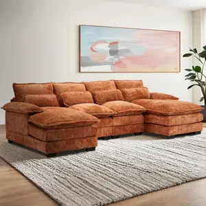 [Christmas] Sweetgo 112" U Shaped Sofa, Sectional Couch with Deep Seat and Double Chaise for Living Room, Comfy Plush Couch with 4 Seat
