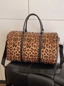 Fashion Leopard Print Travel Bag, Trendy Gym Bag, Scratch-Resistant, Waterproof Large Capacity Casual Bag, Short Trip Bag, Unisex