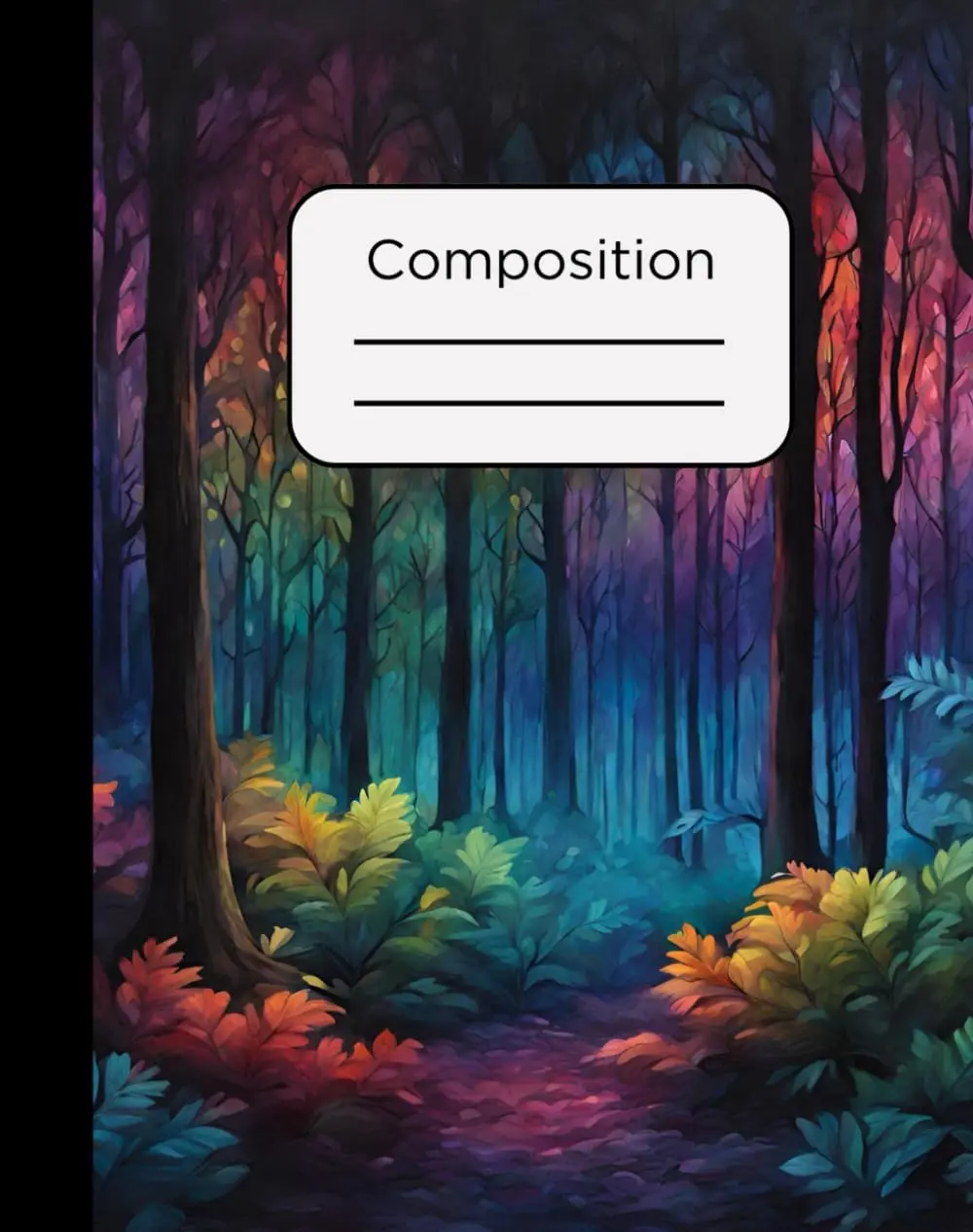 Composition Notebook: Colorful Rainbow Forest at Night Design with 120 Pages, College Ruled, 7.5 x 9.5