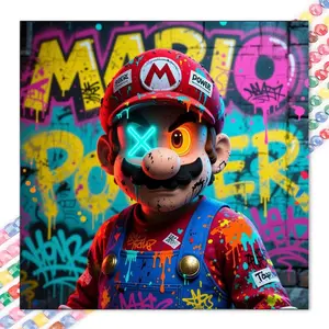 1 set of DIY diamond painting kit, 5D diamond art set, DIY decoration cartoon characters, graffiti wall, colorful. Mosaic, diamond art, DIY home decor, suitable for Christmas.