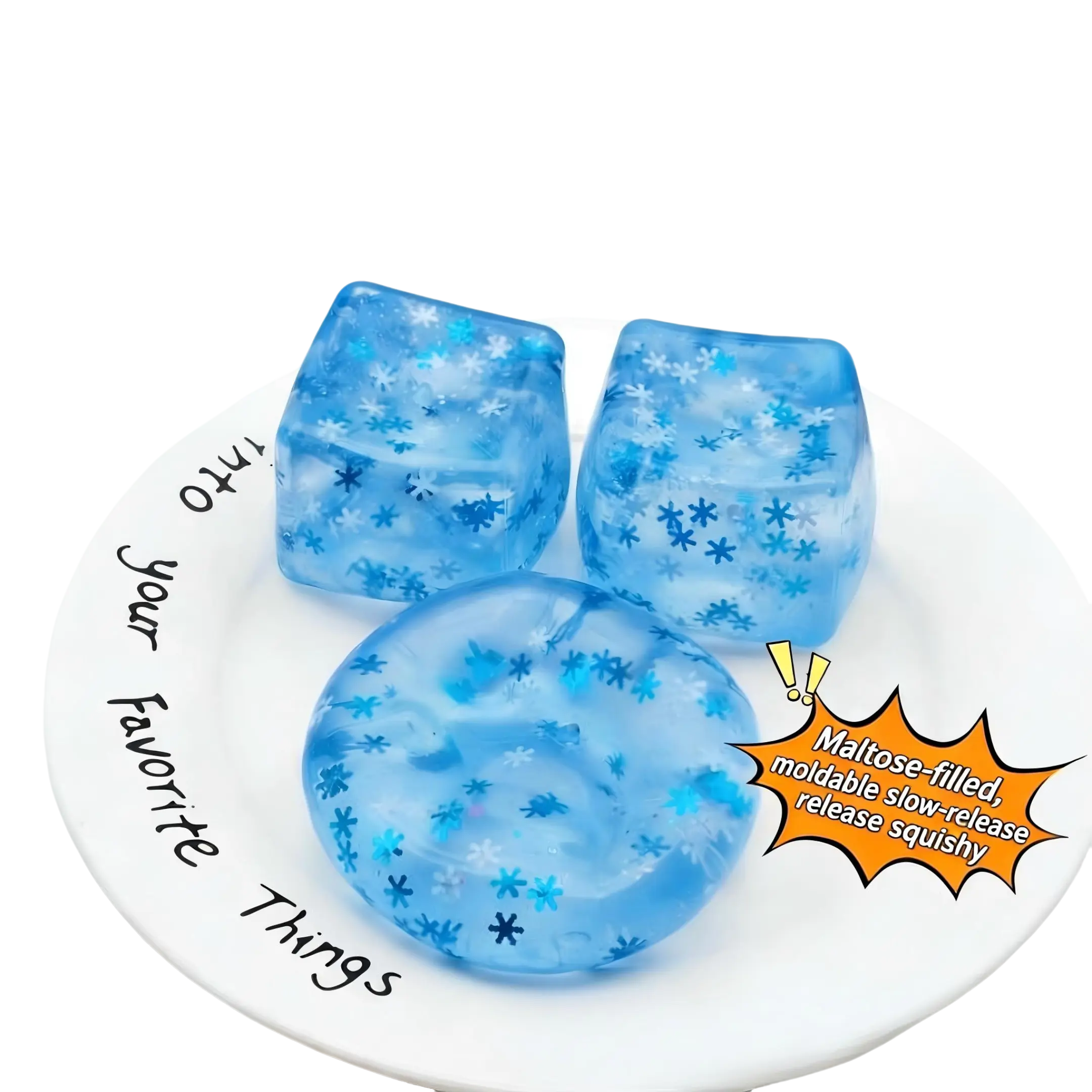 High Clear Moldable Maltose Snowflake Ice Cube Stress Relief Squishy Toy Sensory Bundle Sensory Fidget Keychain coconut oil stress balls