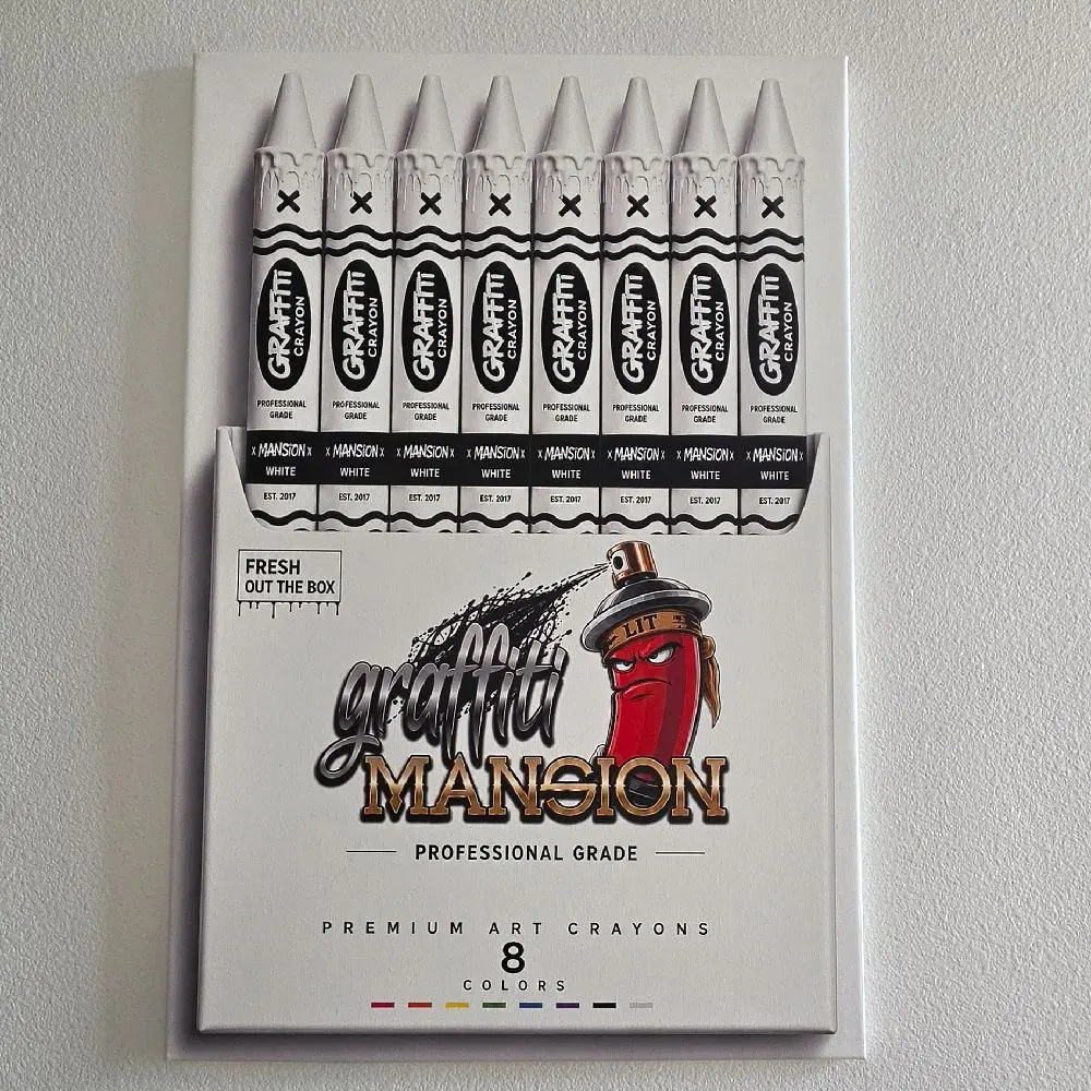 "White Crayon Box" Canvas Wall Art - 1-of-10 Artistic Wood-Framed Print, Living Room Home Decor Gift By The World Famous Graffiti Mansion