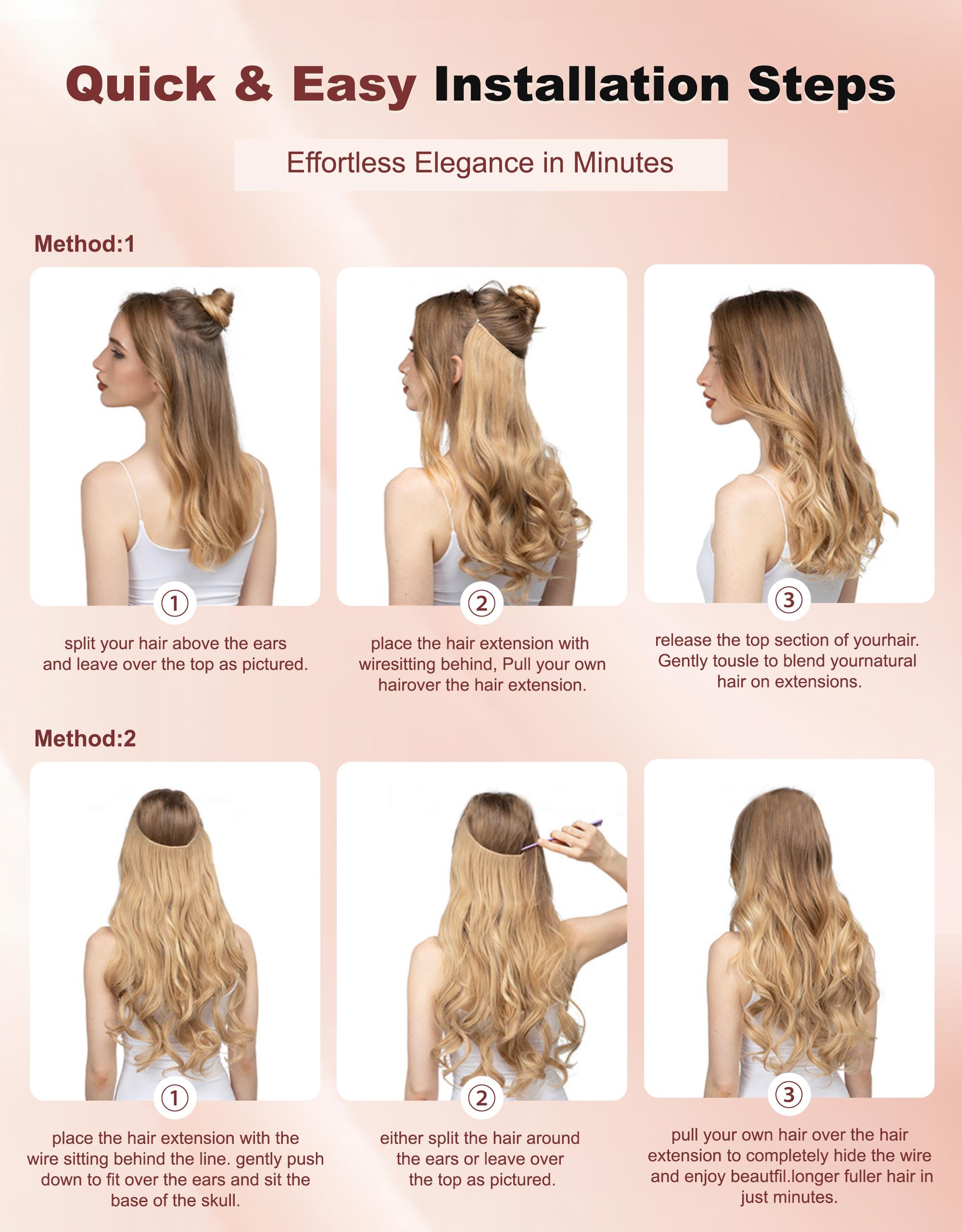 [Qbeauty Upgrade] Trendy Mermaid Body Wave Extensions - Invisible Wire Hairpiece Seamless Long Curls 14-22"