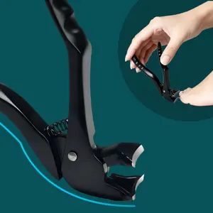 Ergonomic Senior Nail Clipper - Thick Nail And Fingernail Specific Toenail Clipper, Long Handled Nail Clipper With Nail Collector, Precision Nail Trimmer For Men And Women, Pedicure Tool, Nail Care - Black