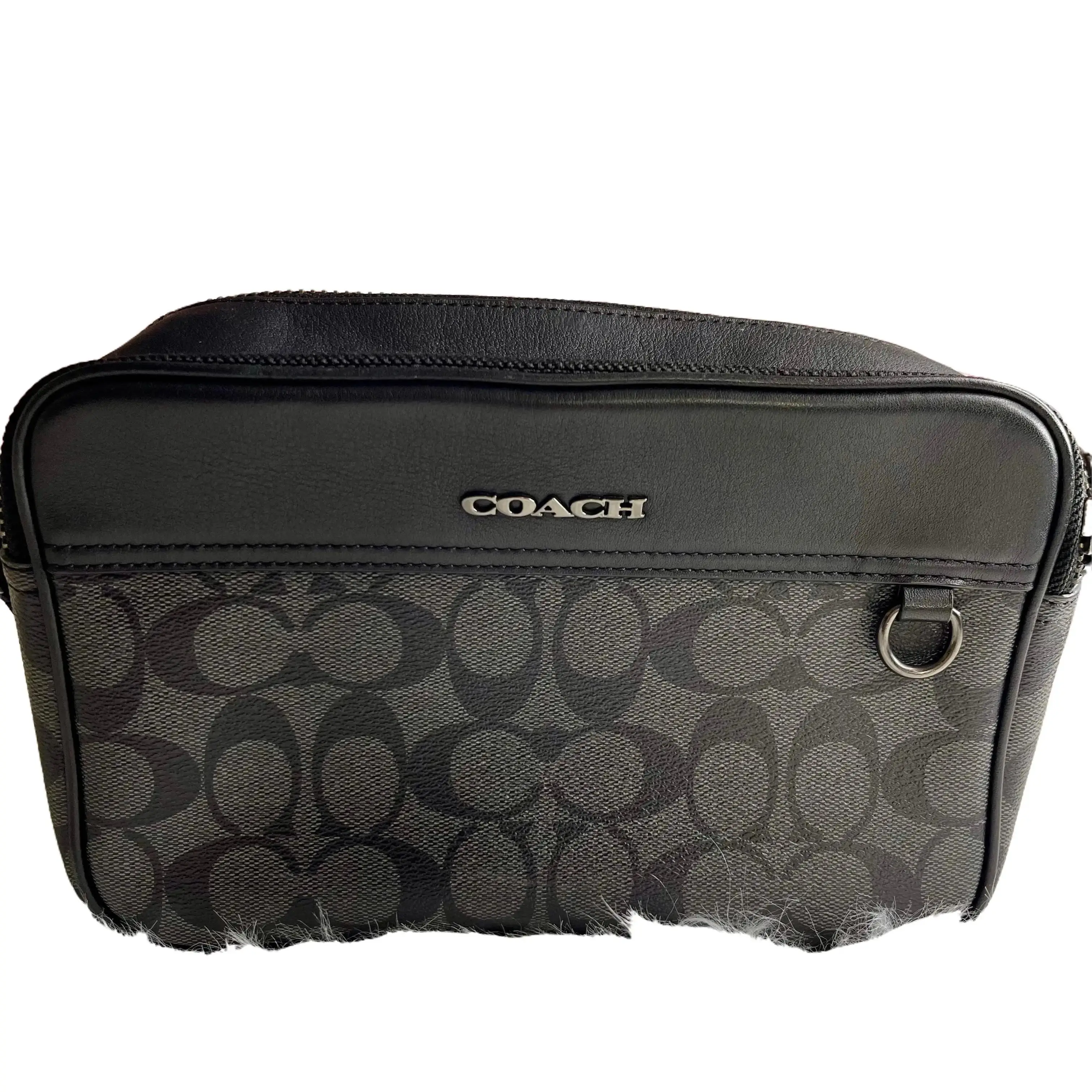 Pre-owned COACH PVC Crossbody Bags Signature Shoulder Bag Leather Dark Gray Black