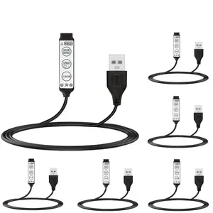 6-piece USB 3-button LED light strip controller, suitable for 5V RGB light strips, can be easily used with a simple light mode switch, making it an ideal accessory for home decoration and environmental lighting. (Excluding LED strip)