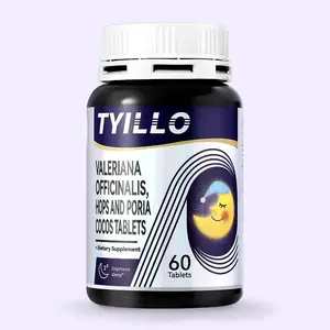 Tyillo Valerian Hops Poria Tablets Improve insomnia and sleep well Natural sleep support Sleep aids Relieve stress Natural sedation Supports physical and mental relaxation Contains valerian extract Hops extract Suitable for Adults 60 tablets US Stock