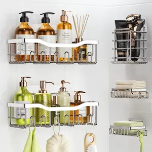 5-Pack Stainless Steel Shower Organizer Set — Rustproof & Easy No-Drill Install. Suitable for Home, Apartment, Dormitory, RV, School.