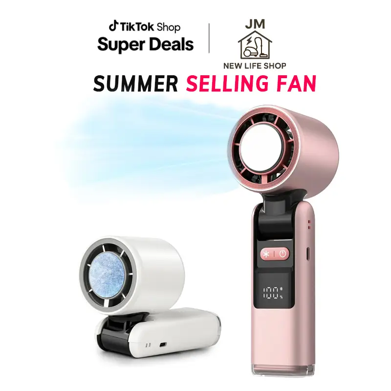 DM New Life Shop handheld fan-Ultimate flexibility:high-power motor,LED display,with semiconductor cooling,5000mAh rechargeable battery, 0-100 wind sp
