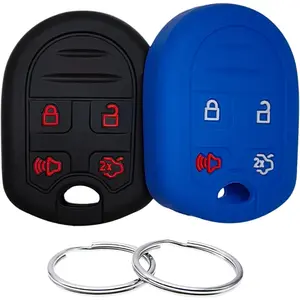 Key Fob Cover Compatible with 2006-2015 Ford Edge Escape Expedition Explorer F-150 F-250 Super F-350 Super Flex Focus Fusion Mustang Taurus X Lincoln Navigator