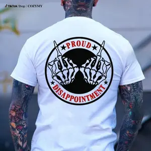 PROUD DISAPPOINTMENT Defiant Bone Hand Print Men's T-Shirt, Top Menswear Cotton Tee Shirt, Unisex Fashion, Soft Fabric, ShortSleeve, Regular Fit, Casual Streetwear