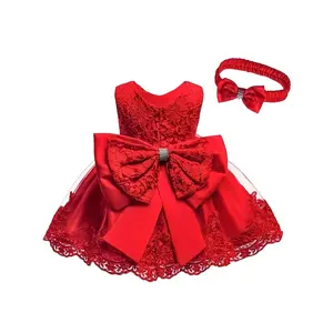 Girls' Elegant White Lace Princess Dress with Bow Detail - Sleeveless, Flared Skirt, Perfect for Parties and Special Occasions, Princess Themed Outfit |       Lace Adorned Neckline |       Polyester Viscose Blend