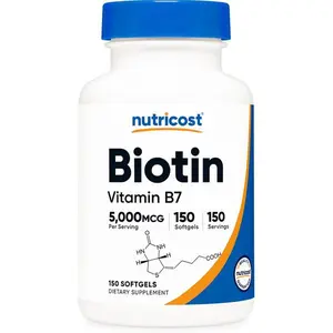 Nutricost Biotin (5,000mcg) 150 Softgels - Vitamin B7 - Gluten Free, Non-GMO