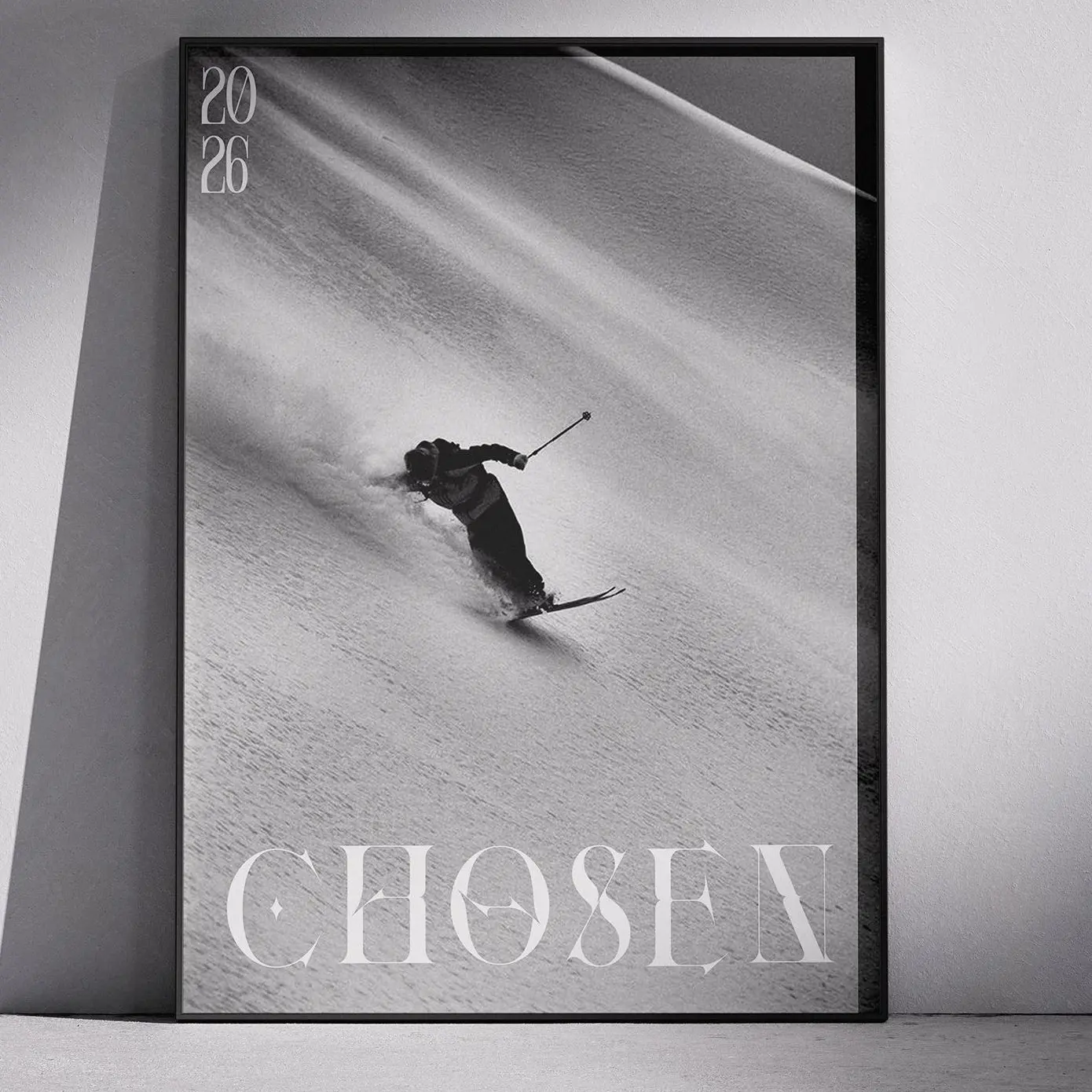 Streetwear Style Skiing Aesthetic Black and White Poster, Winter Sports Wall Art Room Decoration Poster Print