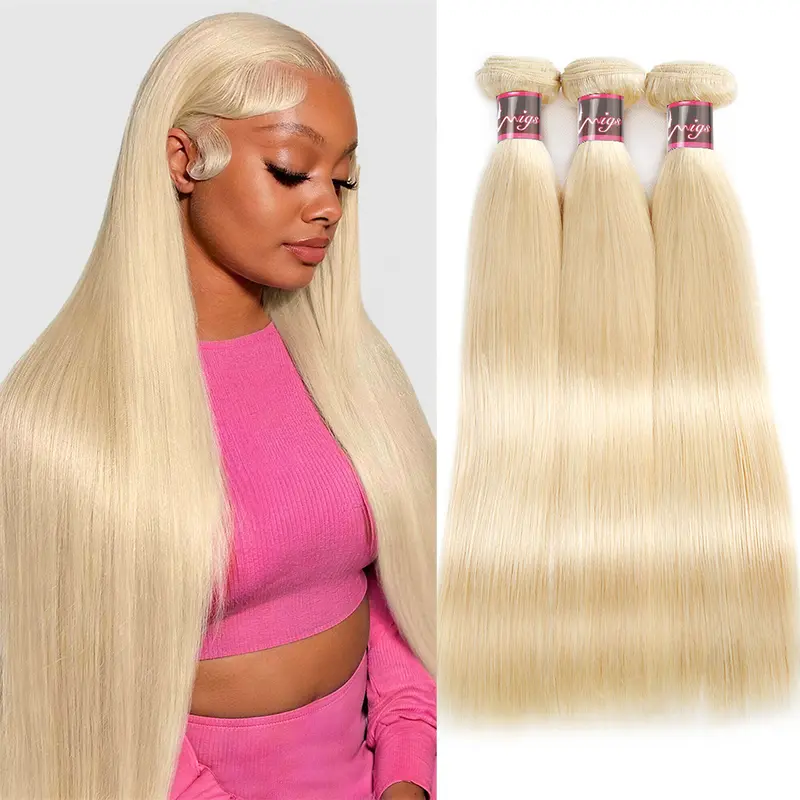 Uwigs 613 Blonde Straight Hair Bundles 100g/PC Blonde Body Wave Bundles Remy Human Hair Bundles for Women