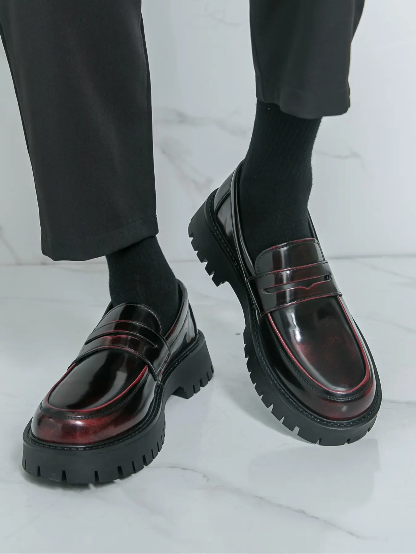 Men's PU Pure Color Thick Sole Elevator Business Casual Loafers, Business Style Loafers, PU Leather Loafers, Comfortable and Stylish Footwear for Daily Wear, Men Shoes, Office Shoes, Closed Shoes