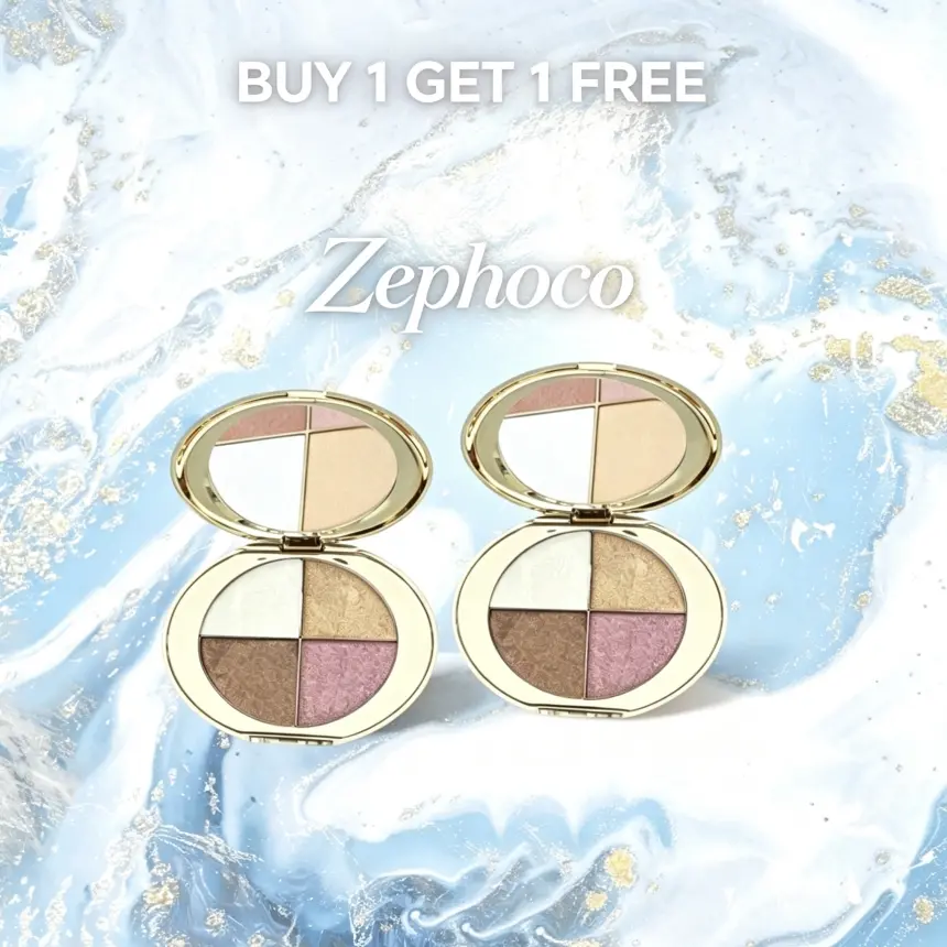 Buy 1 Get 1 Free！Highly Pigmented 4-in-1 Bronze & Blush Palette for a Sun-Kissed Glow Shimmer Eyeshadow Cosmetic Glossy Radiance