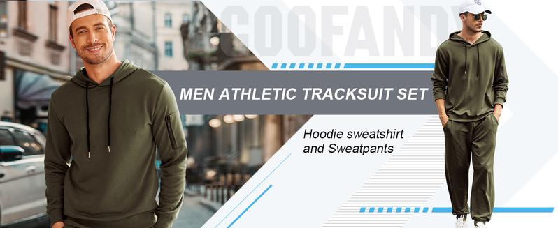 COOFANDY Men's Tracksuit 2 Pack Hooded Athletic Sweatsuits Casual Running Jogging Sport Suit Sets