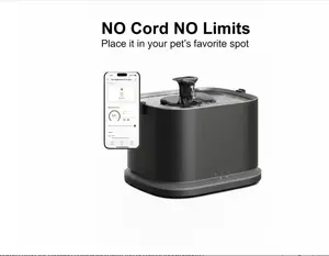Cat Water Fountain, Cordless Cat Fountain Battery Operated, App Monitoring 3L/101oz Dockstream 2 Pet Water Fountain with Stainless Steel Tray, 5GHz WiFi Dog Water Bowl Dispenser
