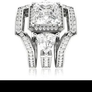 SQUARE RING, MOONSTONE WEDDING RING