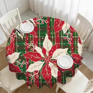 Large Christmas patterned circular tablecloth/table mat made of high-quality materials; Durable and scratch resistant, suitable for daily use or special occasions, adding personality and beauty to your dining table.