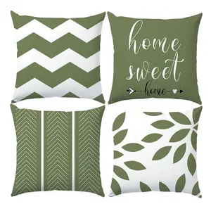 4PCS Home & Geometrict Throw Pillow Cover, 18 x 18 Inch, Pillow Cover for Cushion Living Room, Bedroom, Couch and Sofa, High Listed Printed (No Pillowcase Insert)