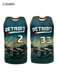 Men's Detroit #33 Vintage Basketball Jersey, Embroidered Letter and Number Design, Loose Fit Breathable Casual Sports Vest for Men & Women,Stylish Jersey