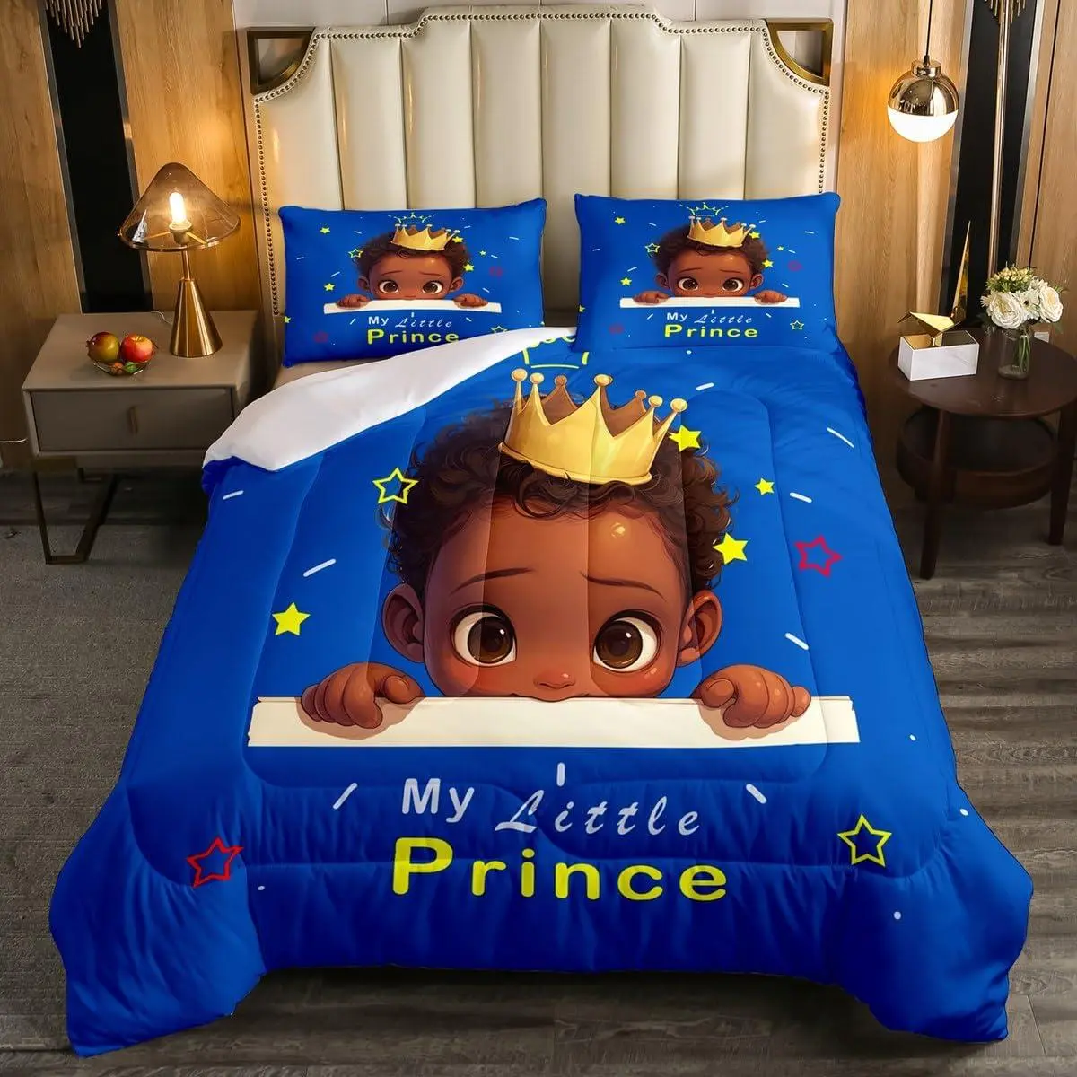 Feelyou Multi-Size Polyester Fiber Bed Comforter Set - Soft Warm Bedding, Breathable U-Stitched Blanket, Black Magical Afro Melanin Prince African-Inspired Duvets & Sets for Toddlers, Machine Wash, Travel-Friendly Camping Easter Gift