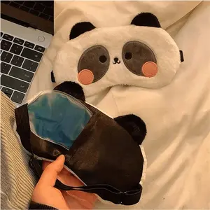 Cute Panda Sleep Mask, Adjustable Soft Plush Eye Cover, Comfortable Breathable Travel Rest Night Eyeshade, Ideal for Women Girls Kids