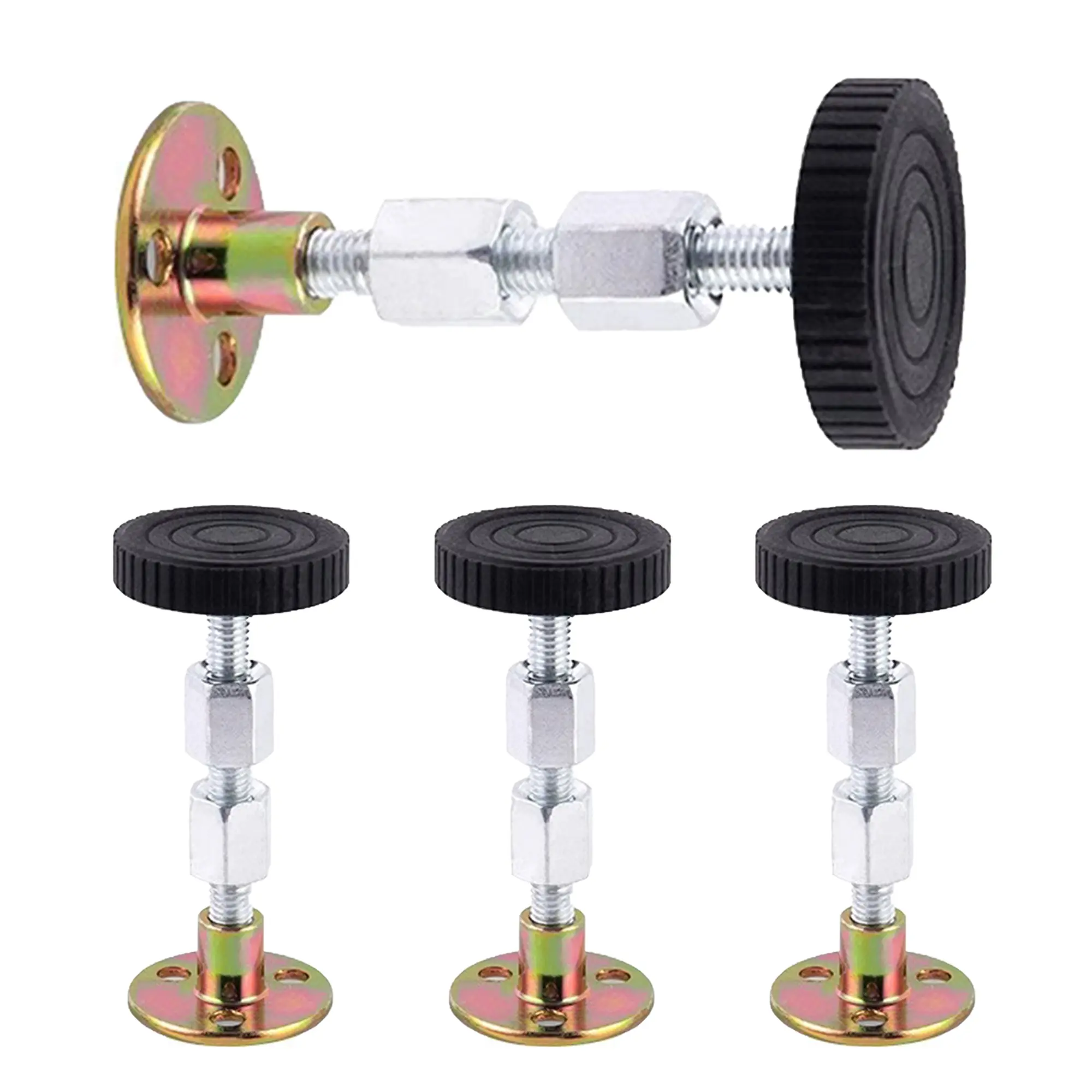 4-Count Adjustable Threaded Bed Frame Fixer Stopper, Wall-Mounted Furniture Stabilizer Headboard Stabilizer, Anti-Shake Clamps with Shake Prevent Function, Quick Assembly Helps Guard Walls from Headboard Rub