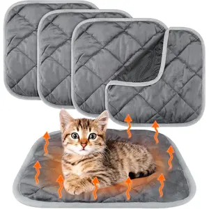 4 Pack Self Heating Cat Pad Self Warming Dog Mat Reflects Body Heat Extra Warm Thermal Washable Pet Pad Blanket for Dog Cat Crate Bed Gray 16 x 16 Inch