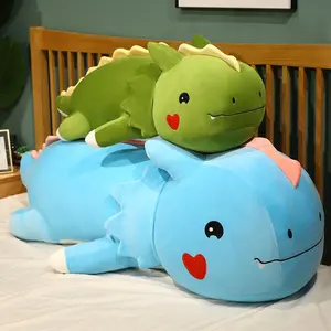 80/120cm Giant Lying Dinosaur Plush Toys Cartoon Dragon Dolls Bed Sleeping Cushion Stuffed Soft Toy Xmas Gift