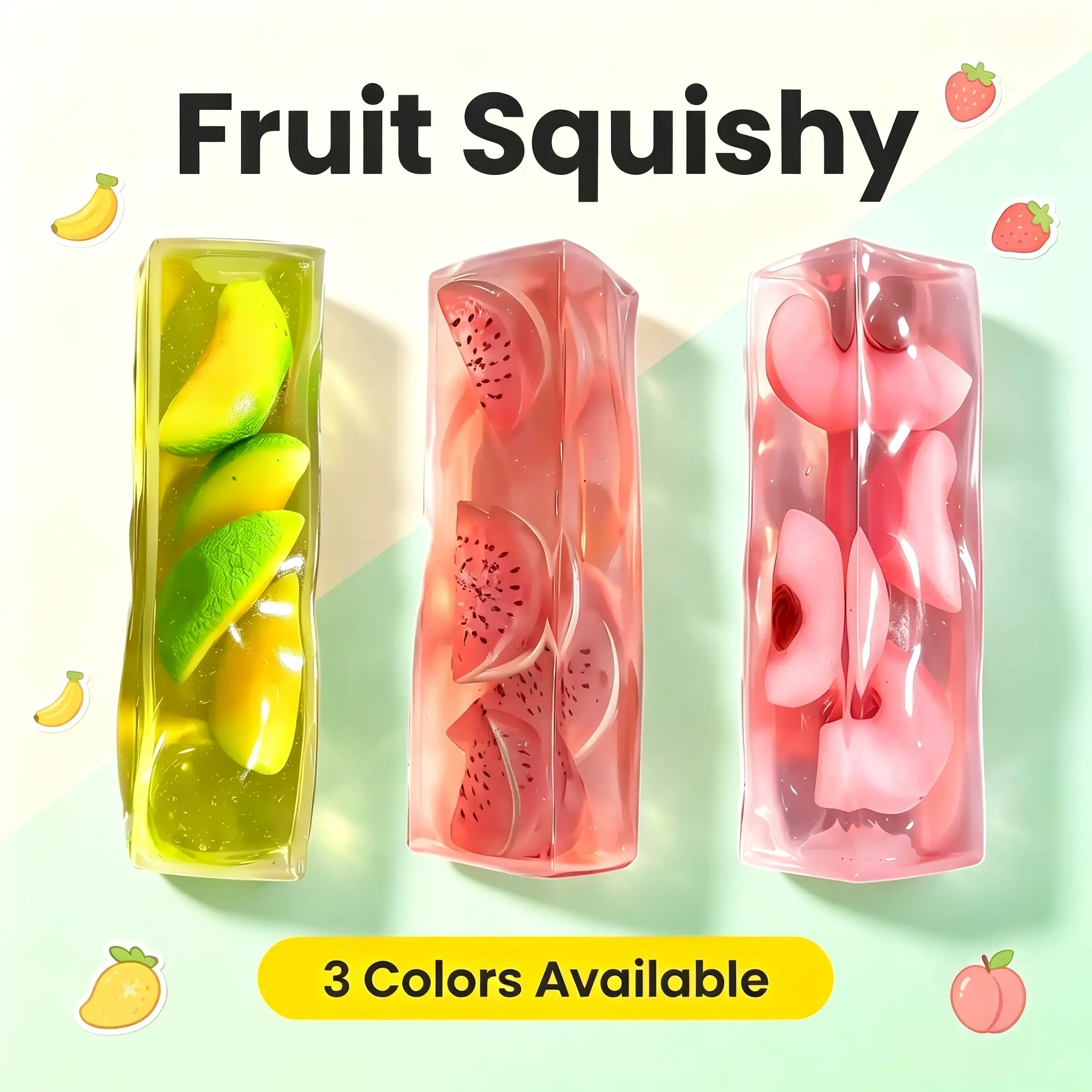 Viral TikTok Fruit Jelly Stick Squishy Stress Ball – ASMR Satisfying Squeeze Noise Reshapable Fidget Toy, Anxiety & Stress Relief Sensory Gift for Kids Adults