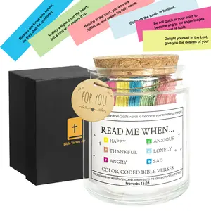 Bible Verse Jar,[Read Me When]Bible Verses Jar for Emotions and Feelings,Scripture Prayer Cards Hope Jar,Religious Graduation Gift,Bible Study Church Valentine's Day Gifts for Women Men Mom Dad Friend