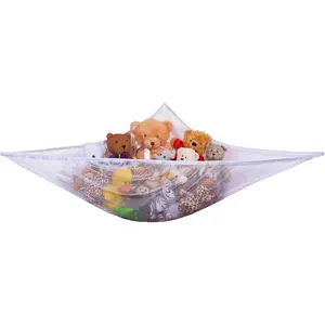 Stuffed  Organizer Hammock - Mesh  Storage Net for ' Room, , or Playroom - Holds 30+ Plushies, Expands to 5.5 , Easy Wall Mount, White