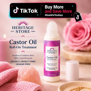 Heritage Castor Oil Roll-On — Spot/Eyelash/Brow Treatment — Cold-Pressed Organic Castor Oil — Travel-Friendly