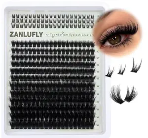 Volume Lash Clusters with 5-7MM Bottom Lashes D-curly Eyelash Clusters Wispy Lash Extension 300Pcs Individual Lashes Thin Band Cluster Eyelash Extension 10-16MM Cluster Lashes DIY at Home by ZANLUFLY
