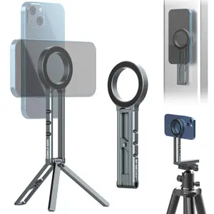 Magnetic Phone Tripod Stand Compatible with iPhone 16 15 14 13 12 Magsafe - Aluminium Smartphone Mini Tripod Pocket Cell Phone Stand Dual-Sided Magnet Quick Mount