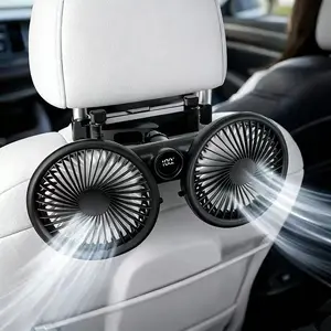 Adjustable Car Fan with 3000mah/3600mah Battery, Cooling for Front and Back Seats, 360° Rotation, Three Speed Settings, Foldable, Suv, RV, Boat