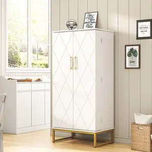 51” Pantry Cabinets, Freestanding Kitchen Pantry Storage Cabinet with Metal Base and Adjustable Shelves, Fashion Buffet Cupboards Sideboard Storage Cabinet for Home Office Use