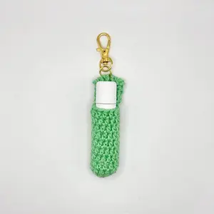 Handmade Crochet Chapstick Holder Keychain
