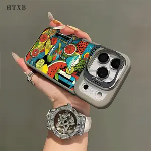 Cocktail Lemon Pattern Metal Camera Cover Magnetic UV Printed Phone Case, suitable for iPhone 17, 16, 15, 14, 13, 12 Pro Max/Pro/Plus series